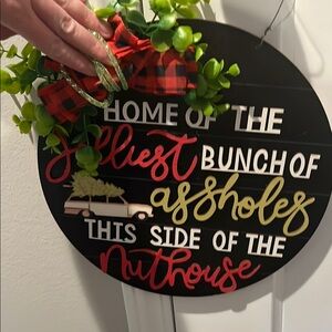 Festive Black and Red Holiday Decor Sign